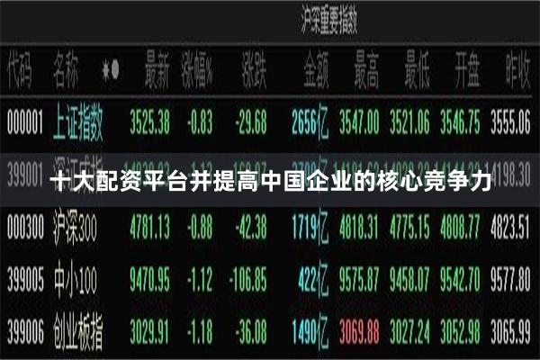 十大配资平台并提高中国企业的核心竞争力